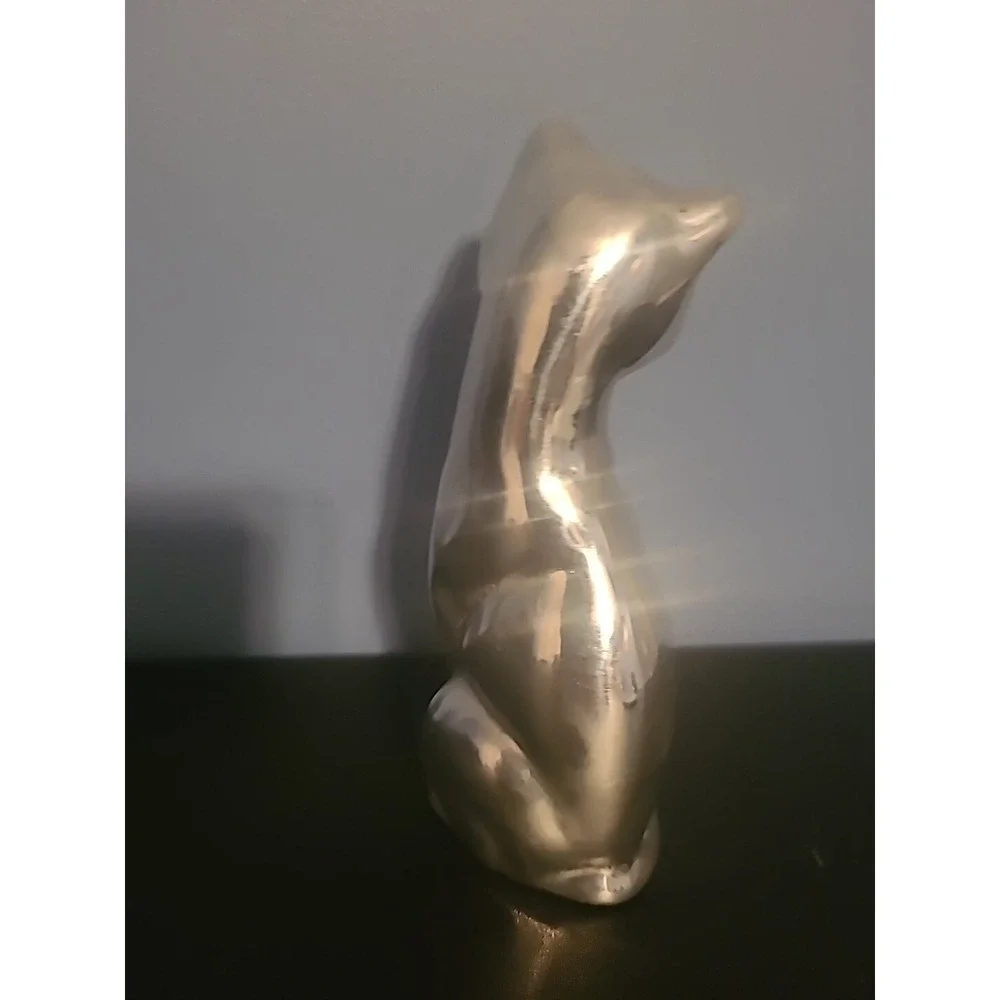 Hoselton Solid Aluminum Cat Sculpture Figurine Paperweight Signed 1236 Canada‎